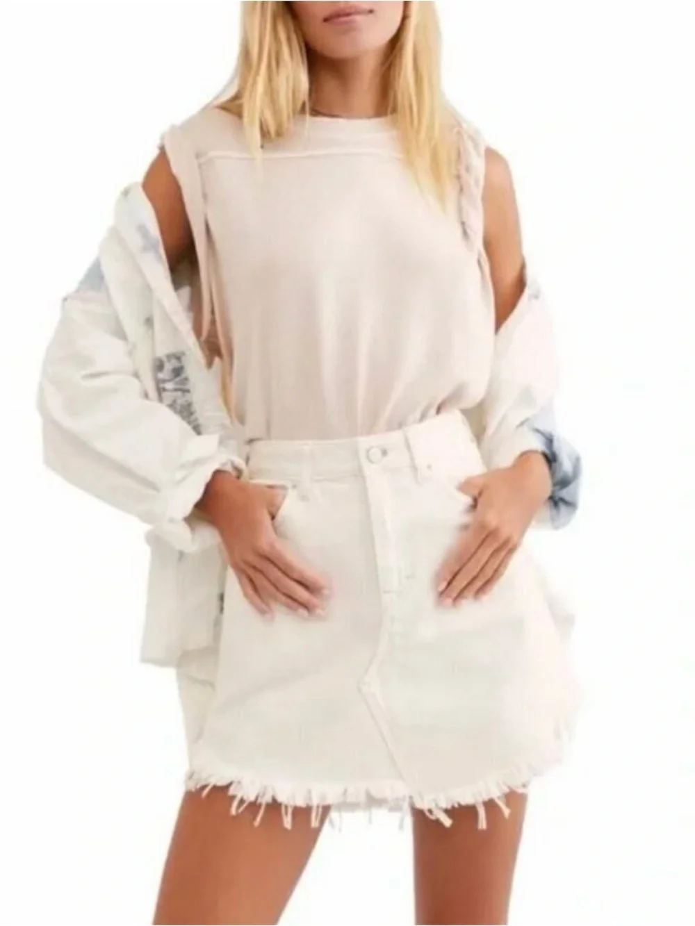 NWT-Free People We The Free Bailey Denim Mini Skirt-Size 26 & 27